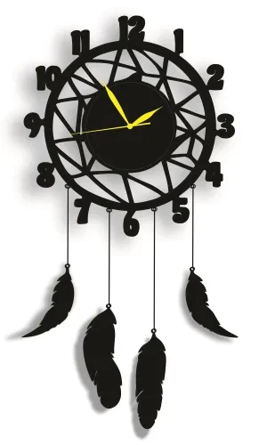 Wall Hanging Wall Clock, Wooden Feather Wall Hanging Home Decoration Dream Catcher