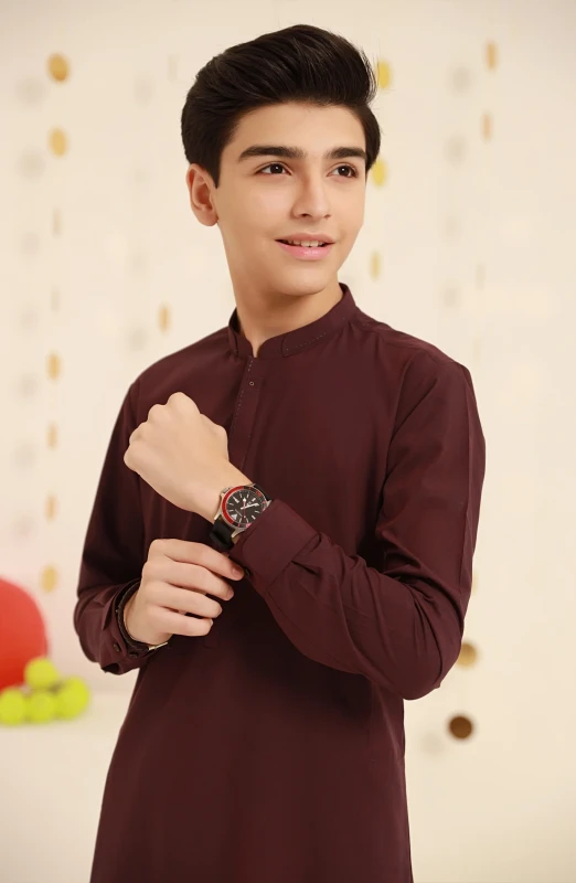 SUMMER'25 TEENS KAMEEZ SHALWAR BURGUNDY