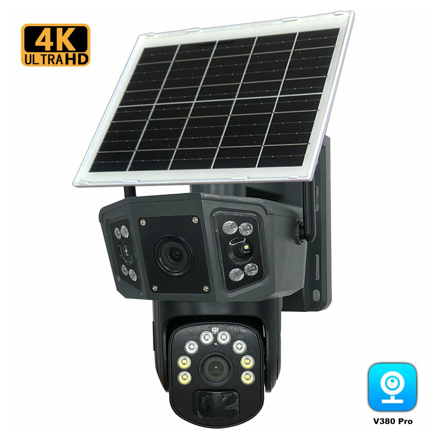Speedx Ca-wc013 Solar Outdoor 8mp Dual Lens Camera Pan Tilt Pir Motion Detection With V380 Pro App