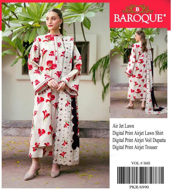 BAROQUE AIRJET LAWN DIGITAL PRINT ALLOVER VOLUME 3Pc