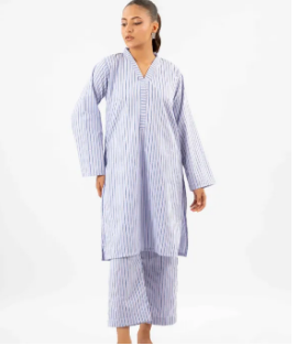 Maahru Stitched 2 PC Shirt & Trouser - Striped Radiance