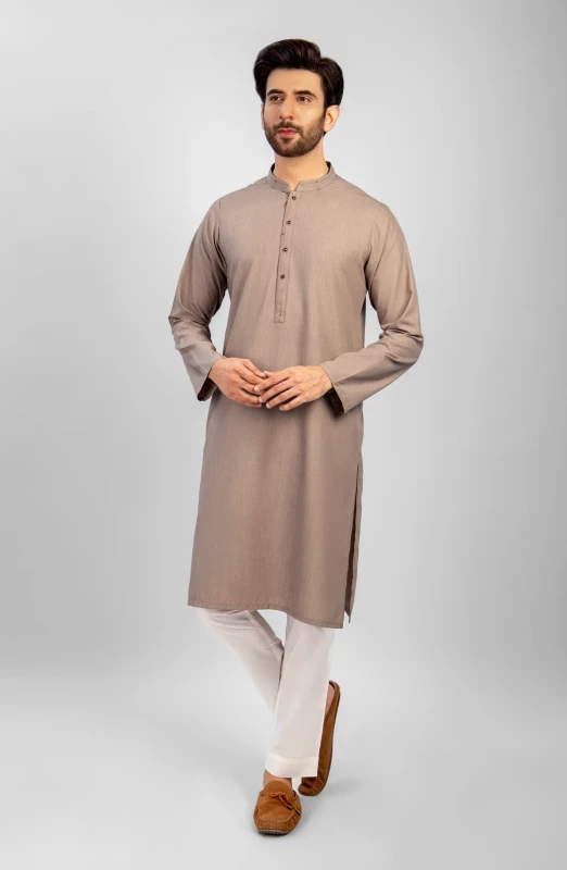 PRE WINTER'23 MEN KURTA CASUAL LIGHT BROWN