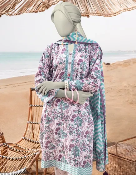 BLUE LAWN PRINTED UNSTITCHED 3PC | JLAWN-S-25-3054