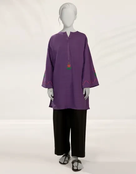 PURPLE EMBROIDERED KHADDAR KURTI