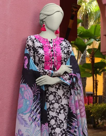 BLACK LAWN EMBROIDERED UNSTITCHED 3PC | JLAWN-S-25-3058